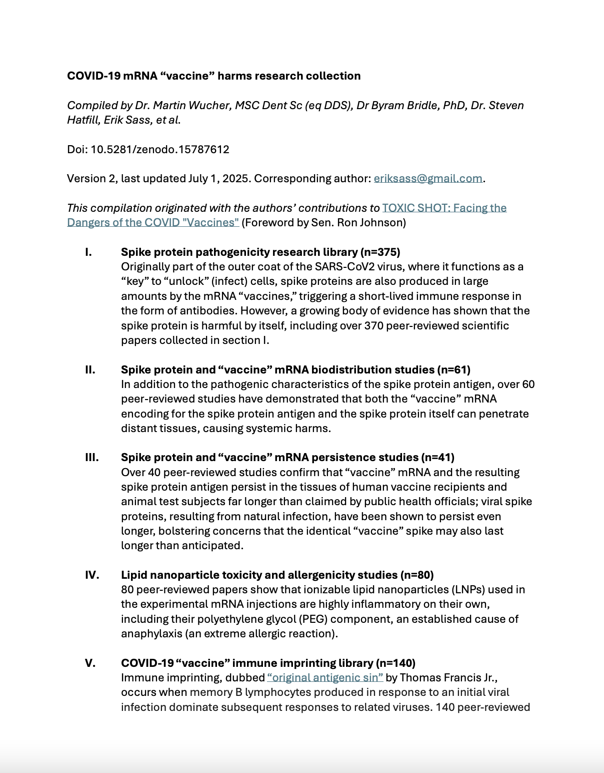 COVID-19 mRNA “vaccine” harms research collection