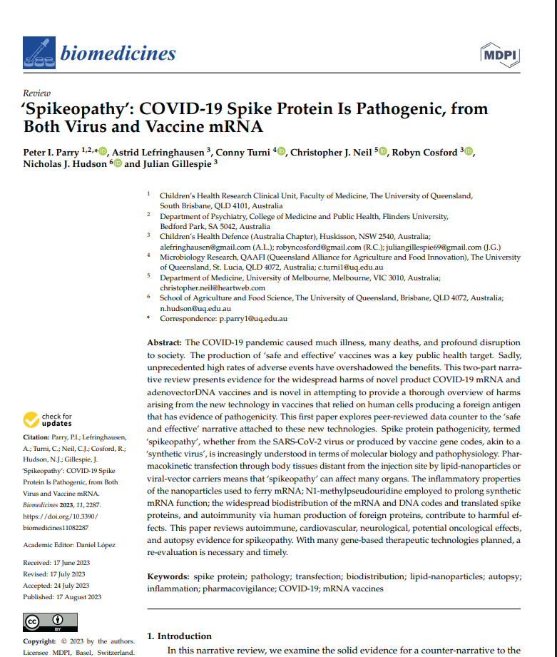 ‘Spikeopathy’: COVID-19 Spike Protein Is Pathogenic, from Both Virus and Vaccine mRNA